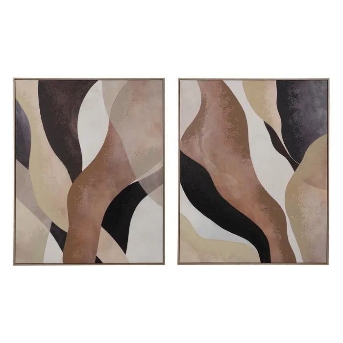 Ensemble de 2 tableaux marrons encadrés