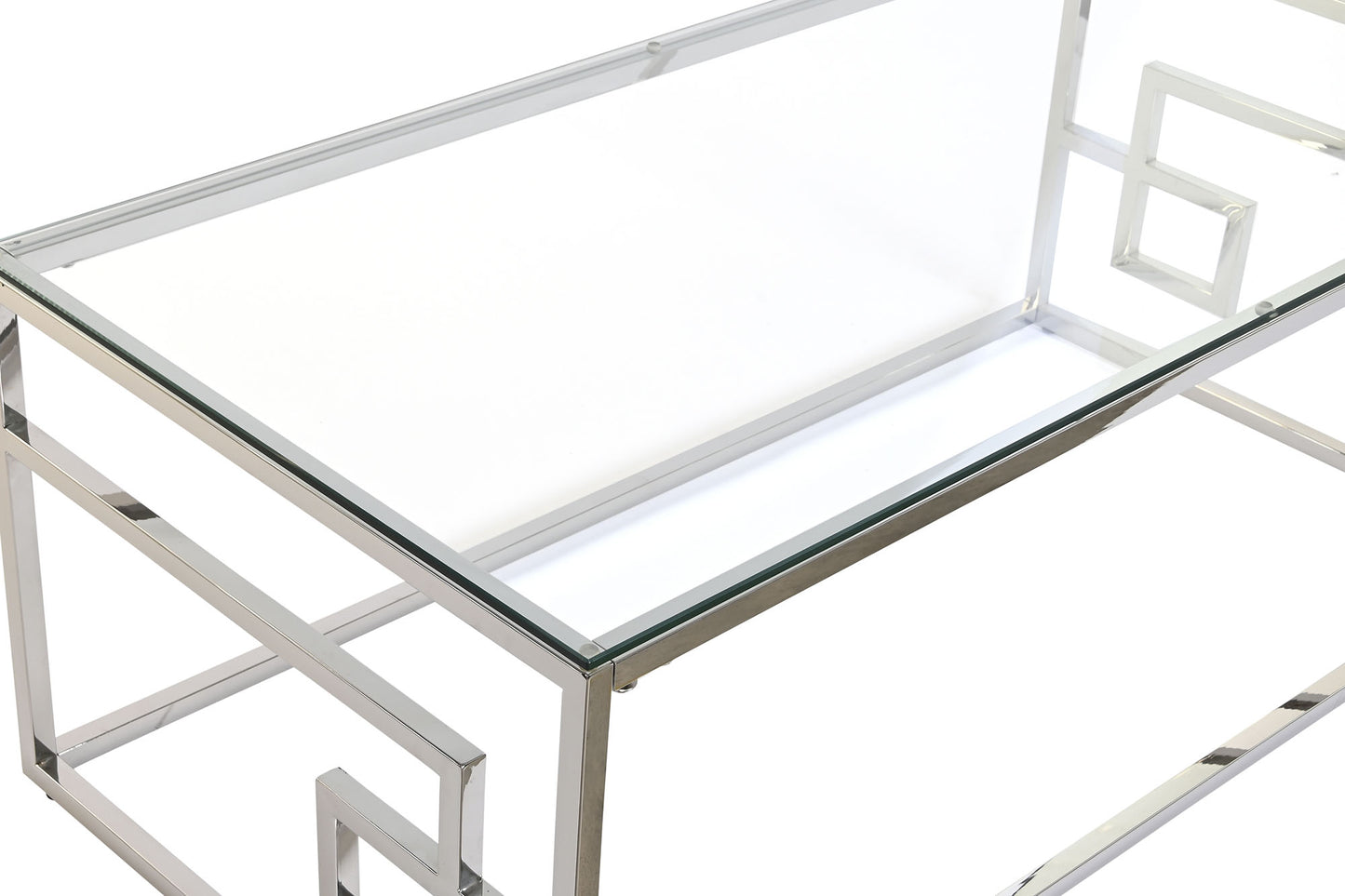Table basse verre et nickel