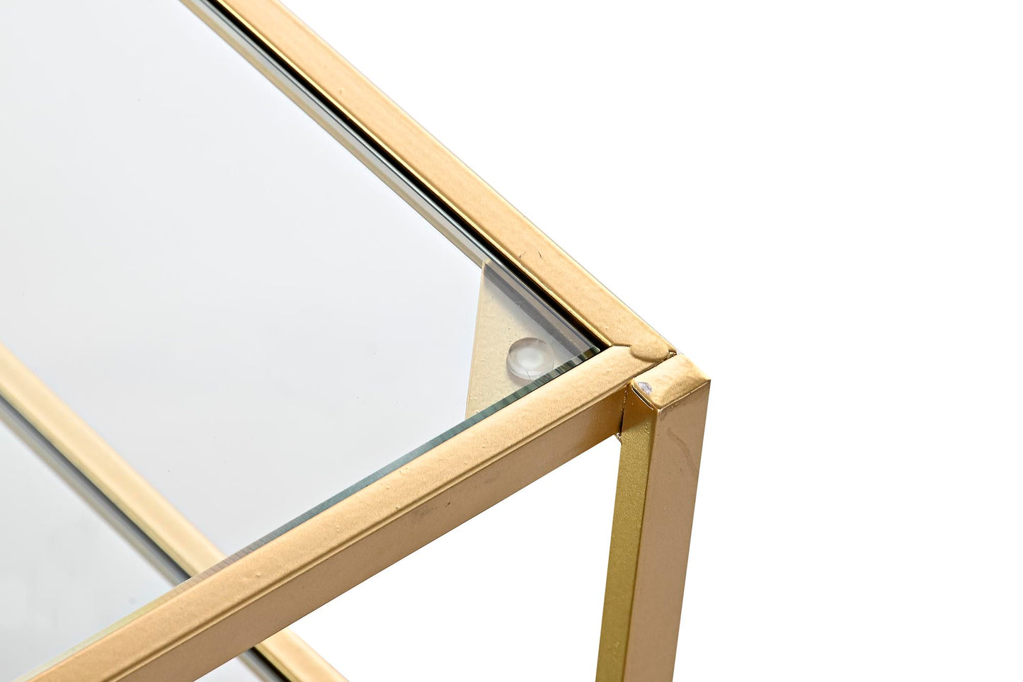 table basse miroir dorée