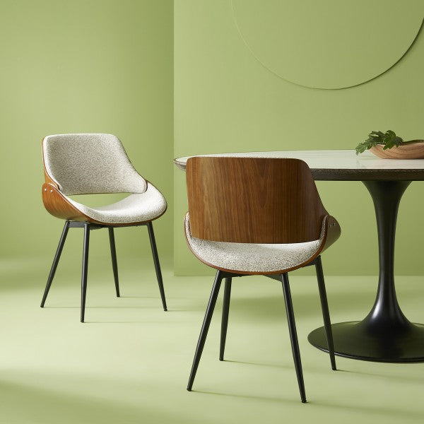 Chaise noyer et tweed Mann