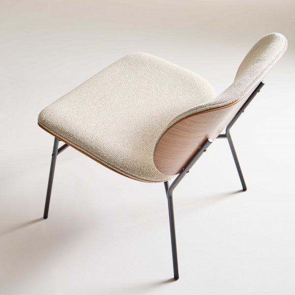 Fauteuil écru métal et bois