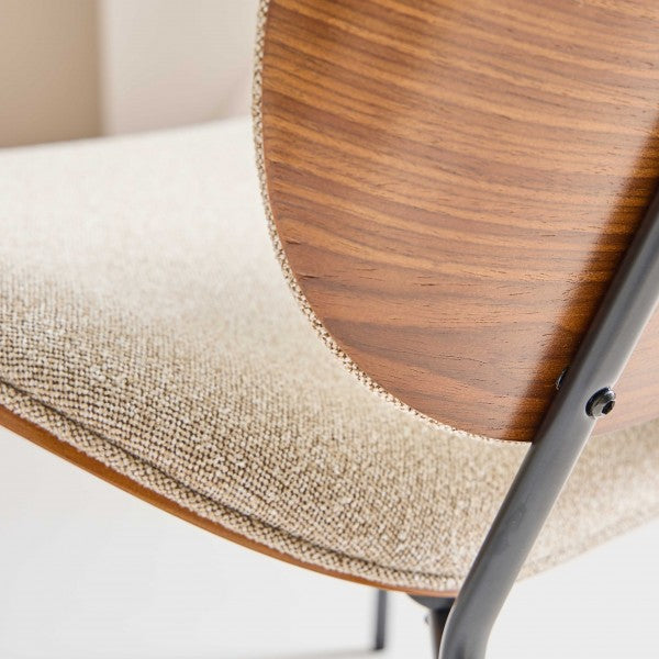 Fauteuil écru métal et bois