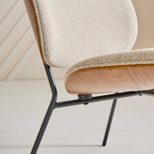 Fauteuil écru métal et bois