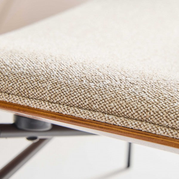 Fauteuil écru métal et bois