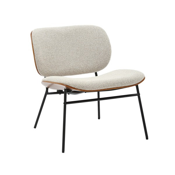 Fauteuil écru métal et bois