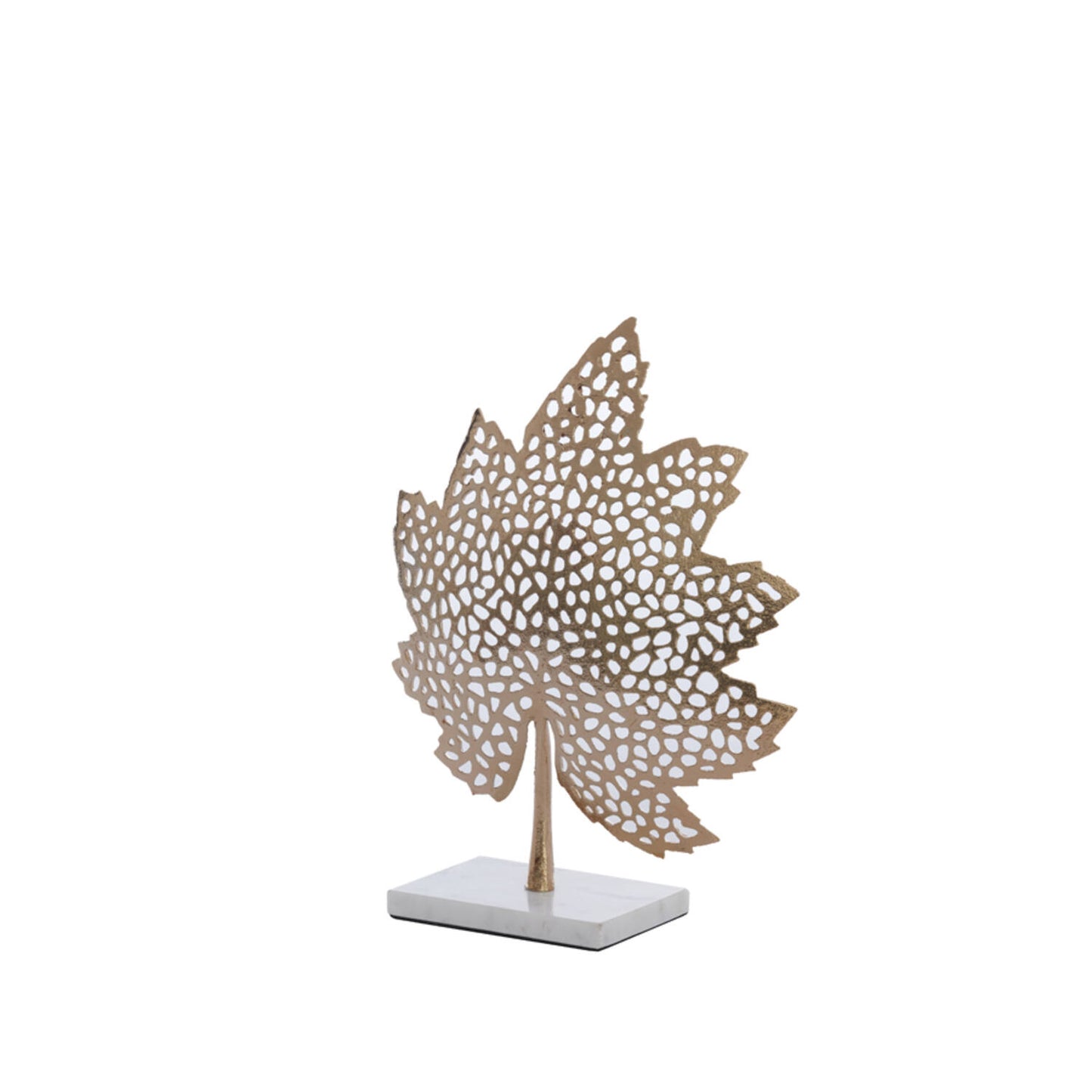 Ornement sur pied LEAF or+marbre blanc