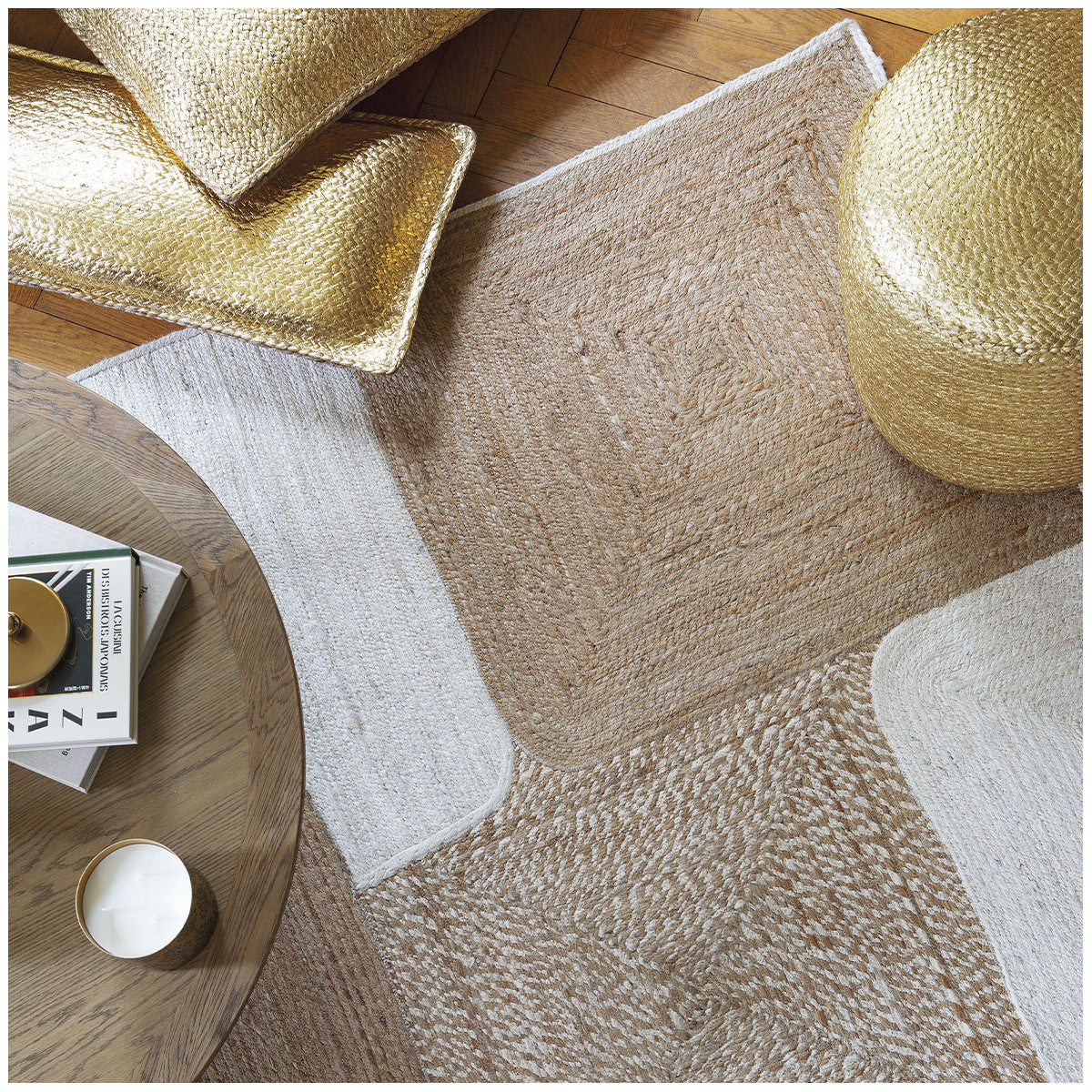 Pouf jute doré