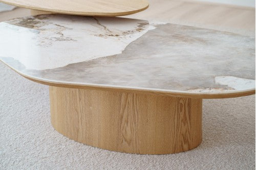 Table basse céramique et frêne