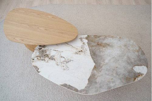 Table basse céramique et frêne