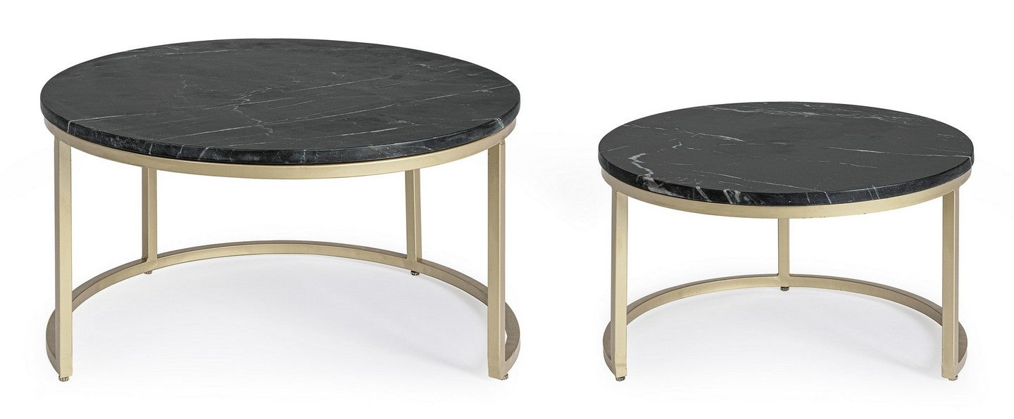 Set de 2 tables basses marbre noir
