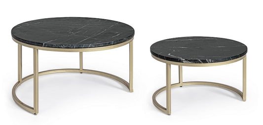 Set de 2 tables basses marbre noir