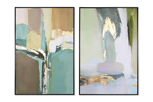 Tableaux abstraits tons verts (Lot de 2)