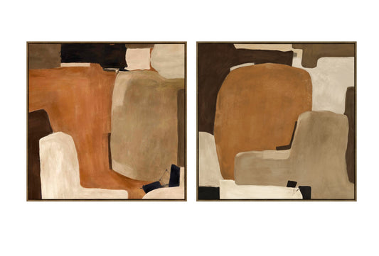 Ensemble de 2 tableaux marrons bois