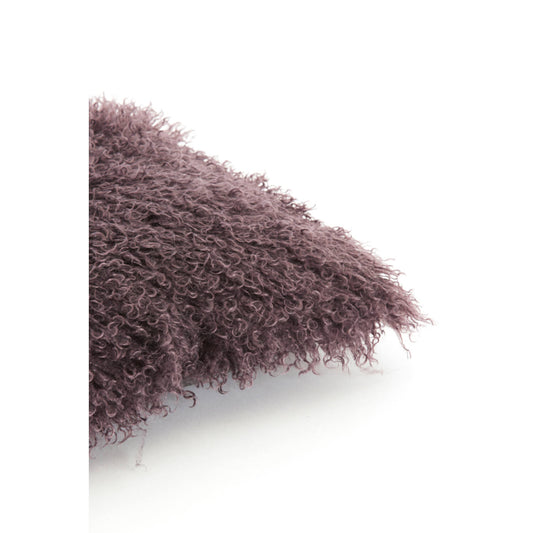 Coussin fourrure aubergine carré