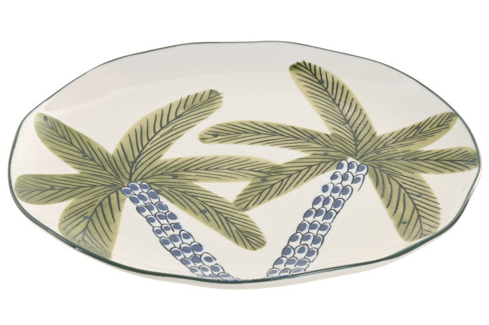 Assiette porcelaine palmier SSIETTE PORCELAINE 21X21X2 PALMIERS BLEU PC-223392