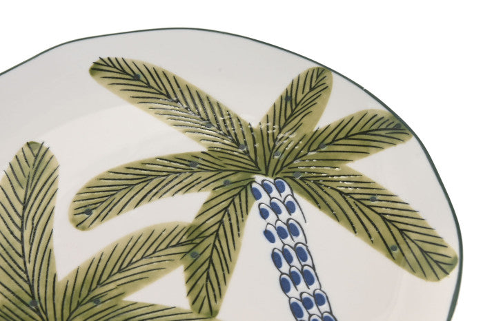 Assiette porcelaine palmier SSIETTE PORCELAINE 21X21X2 PALMIERS BLEU PC-223392