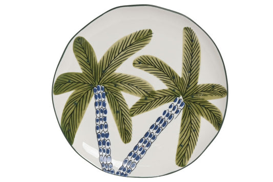 Assiette porcelaine palmier SSIETTE PORCELAINE 21X21X2 PALMIERS BLEU PC-223392