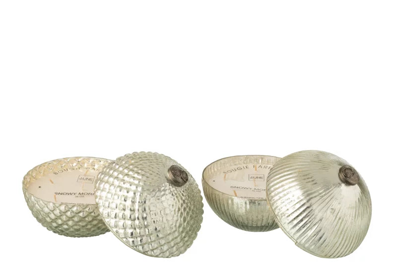 Bougie Parfumée Boule De Noël Verre Argenté
