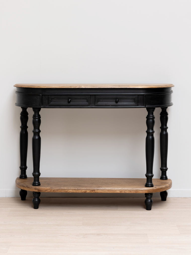 Console deux étages patine noire