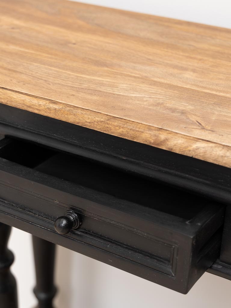Console deux étages patine noire