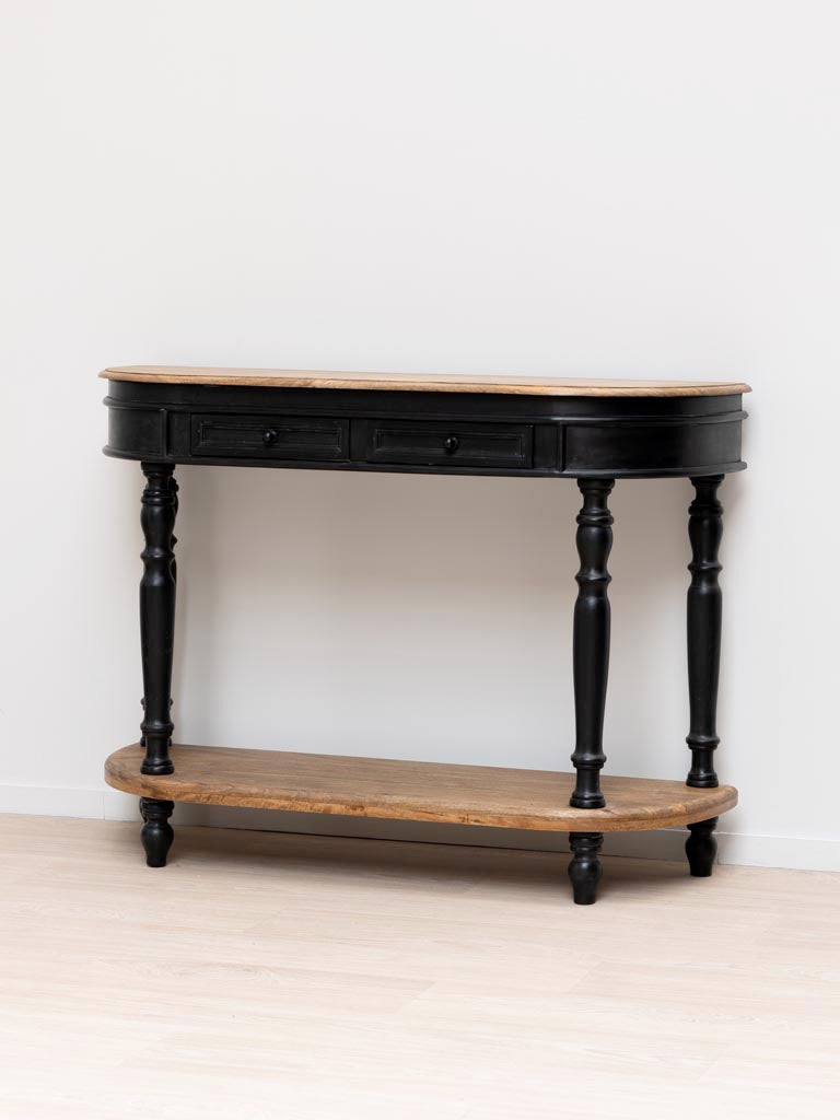 Console deux étages patine noire