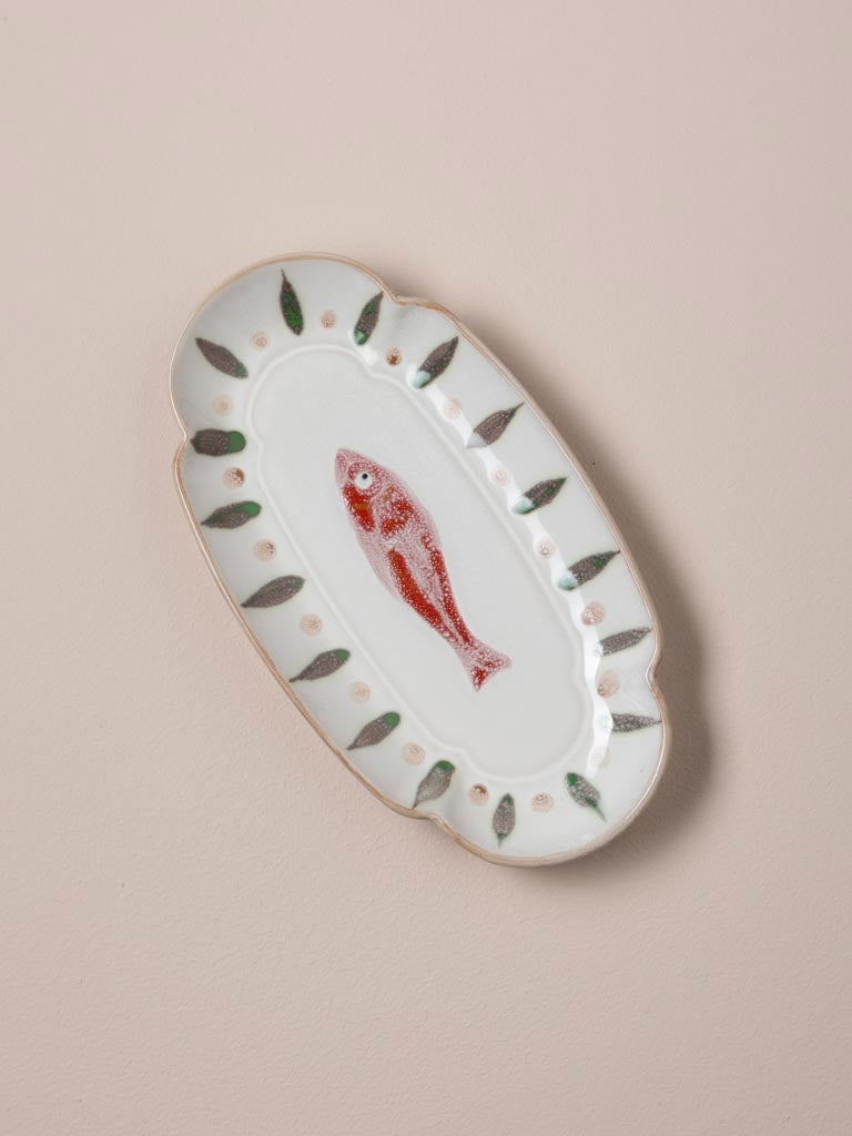 Plat oval grès poisson