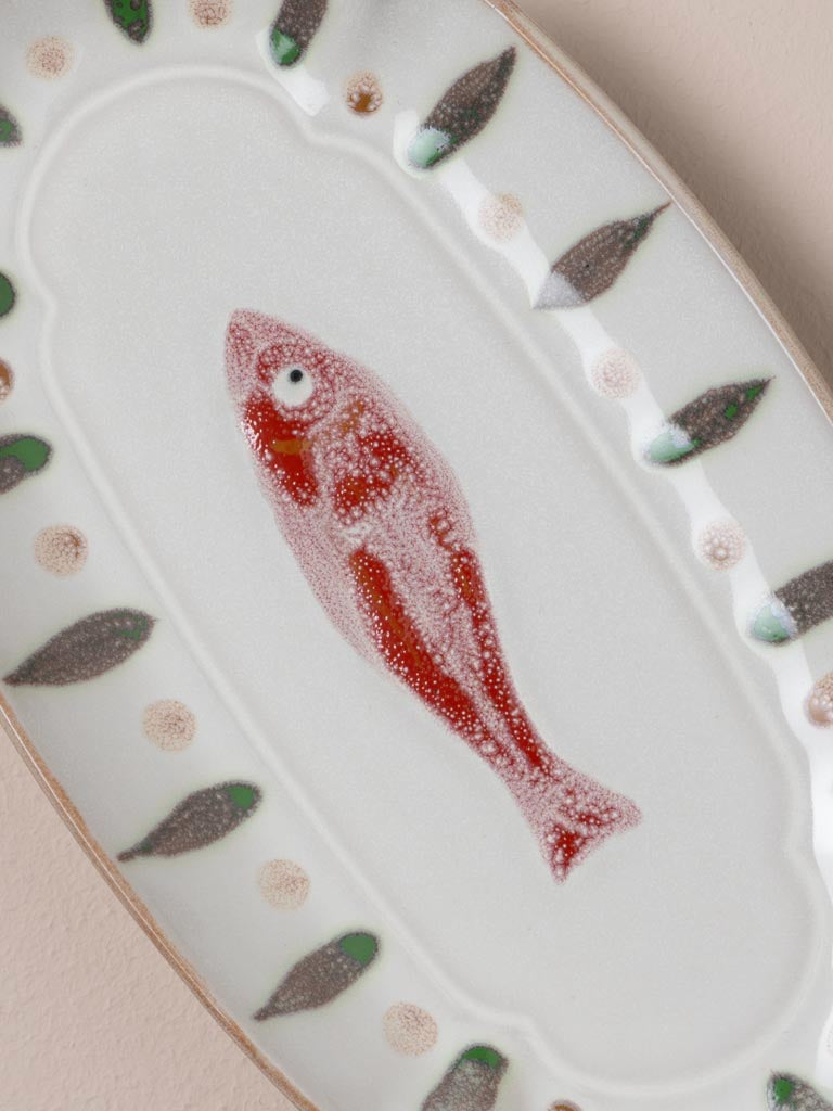 Plat oval grès poisson