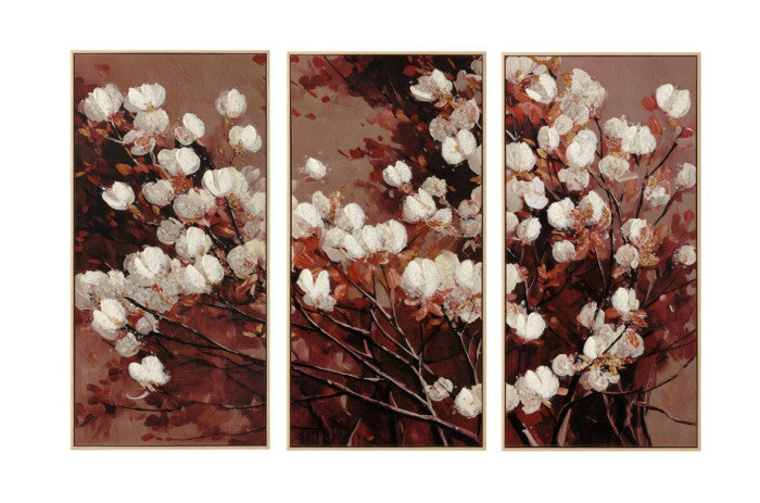 ensemble de 3 tableaux fleurs encadrés