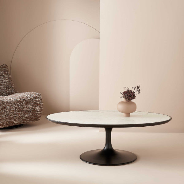 Table basse Forme Tulipe marbre chêne